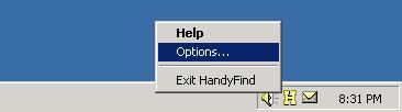 HandyFind icon in system tray